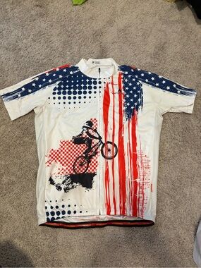Men's White American Flag Cycling Jersey